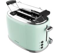 Toast&taste 1000 Retro Double Green 2-Slice Toaster. 980 W,2 Wide And Short Slots Of 3.8 Cm,Stainless Steel,Upper Heating Rods,Adjustable Power,Crumb Tray