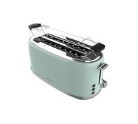Cecotec Toast&Taste 1600 Retro Double Green 4-Slice Toaster. 1630 W, 2 Wide and Long Slots of 3.8 cm, Stainless Steel, Upper Heating Rods, Adjustable Power, Crumb Tray