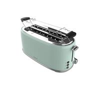 Cecotec Toast&Taste 1600 Retro Double Green 4-Slice Toaster. 1630 W, 2 Wide and Long Slots of 3.8 cm, Stainless Steel, Upper Heating Rods, Adjustable Power, Crumb Tray