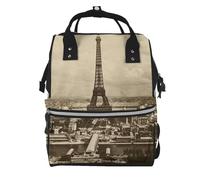 Toast to your birthday Sac à langer avec imprimé imprimé Sac à dos pour bébé Sacs à langer pour maman papa, sac à dos à langer imperméable sac de voyage multifonction, Motif Paris et Tour Eiffel, One