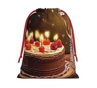Toast to your birthday Sac cadeau en velours super doux avec cordon de serrage, sac de rangement imprimé complet pour Noël et rangement quotidien