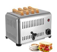 Toaster commercial à 4/6, 1650W Gain de tasse-pain à sous en acier inoxydable pour le restaurant et à la maison, Toaster Smart Pop-up extra-long pour bagels, pain, muffins, sandwichs et pain 4 pieces