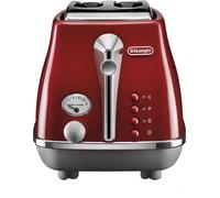 Toaster DELONGHI ICONA CAPITALS 2 tranches - 900W - Grille pain 3 fonctions - Chauffe viennoisseries inclus - Rouge