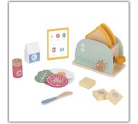 Toaster en Bois pour Enfant - Grille-Pain réaliste avec tranches, Beurre, Couteau et Biscuits - Dinette éducative 3 Ans+ - Jeu d’Imitation Montessori, Pop-up mécanique, Jouet Durable sans Plastique