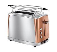 Toaster Luna Inox & Cuivré Rosé - Technologie Fast Toast, 55% plus rapide, 2 fentes, réch. Viennoiserie