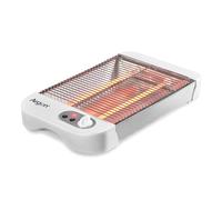 Toasteur plat blanc avec 600w, plateau amovible ramasse-miette et 6 intensités.