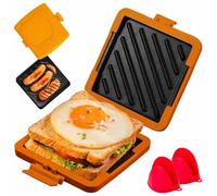 Toastie - Appareil à croque-monsieur pour micro-ondes avec sangles réglables - Sans fil - Plaque anti-adhésive - Appareil à croque-monsieur pour la cuisson - Orange
