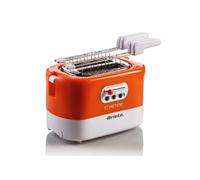 Ariete GAL-130292 159 Toastime Grille-Pain 2 tranches avec Pinces, tiroir ramasse miettes, Fonction décongélation et Chauffage, 9 Niveaux de dorure, Chauffe brioche, Acier Inoxydable, Blanc/Orange
