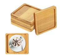 TOATELU Bambou Dessous de Verre: 6 Pièces Mini Plateau en Bambou, Plateaux en Bambou, Plateau en Bois pour Plantes Fleuries, Café, Gâteau, Thé (9 x 9 cm)