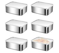 TOATELU Boîte de conservation en acier inoxydable avec couvercle : lot de 6 boîtes à pain en acier inoxydable avec couvercle 500ml, contenants congélateurs, boîtes de conservation alimentaire, boîtes