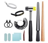 TOATELU Ensemble de 11 outils de mesure de bagues : kit de fabrication de bagues, mandrin de mesure de taille de bague, ensemble d'outils de mesure de bagues pour mesurer la fabrication de bijoux