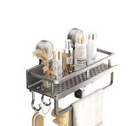 TOATELU Étagère de douche à ventouse sans perçage 30 cm : Étagère de douche en aluminium sans perçage, organisateur d'étagère de salle de bain extra solide, inoxydable, avec crochets et barre