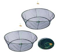 TOATELU Filet de pêche pliable Filet de pêche : 2 pièces Cage moulée à la main Filet à crabe Diamètre 80 cm en nylon, Cage pliable avec corde à main pour attraper poissons, crevettes crabes