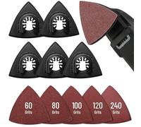 TOATELU Kit de Ponçage 125 Pièces - Plaque de Ponçage pour Ponceuse Delta avec Papier Abrasif Triangle et 5 Supports de Patin Triangulaires