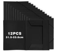 TOATELU Lot de 12 chemises de présentation A4 avec élastique - En plastique polypropylène - Noir