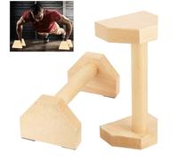 TOATELU Lot de 2 poignées de pompes en bois - Poignées parallèles en bois antidérapantes - Barre push up - Yoga - Pour l'intérieur et l'extérieur - 25 cm