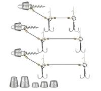 TOATELU Lot de 3 hameçons Stinger avec système de bas de ligne et 5 poids interchangeables, systèmes à visser pour poissons en caoutchouc, avec tête plombée, pour appâts des tailles 10, 13, 18 cm, S,