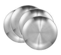 TOATELU Lot de 4 assiettes rondes en acier inoxydable - Diamètre : 20 cm - Assiettes de camping solides en acier inoxydable - Assiettes de camping - Assiettes en acier inoxydable pour camping,