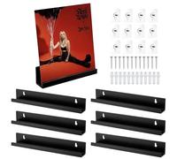 TOATELU Lot de 6 supports muraux en vinyle pour disques vinyles et photos, noir, 30,5 x 4,3 x 4,3 cm