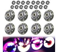TOATELU Lot de 8 roues de rollers en ligne - 72 mm - Argent transparent - Avec 16 roulements à billes - Universelles pour tous les types de patins à roulettes