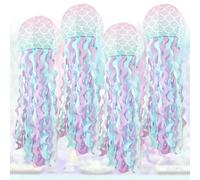 TOATELU Méduses Lanternes en Papier: 4 Pièces 25cm/10inch Lanterne de Papier Colorées, pour Décoration de Fête de Sirène, la Décoration Fête à Thème de L'océan