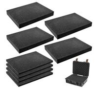 TOATELU Mousse quadrillée en polyuréthane noir : insert à outils, mallette à outils, mousse pour appareil photo, tablette (4 x 400 x 300 x 2,5 mm + 4 x 400 x 300 x 10 mm)