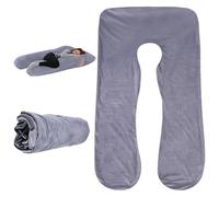 TOATELU Taie d'oreiller de Grossesse en Forme de U: Coussin Corps Amovible en Coton Housse de Remplacement pour Adulte, Coussin d'allaitement pour Adulte, Lavable en machine, 140x80cm (Gris)