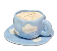 TOATELU Tasses en Céramique Irrégulières avec Soucoupe, Tasses à Café en Nuage Peintes à la Main de 250 ml, Cadeaux Créatifs pour Filles, Petite amie, Mères, Amoureux
