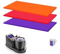 TOATELU Wrap Sublimation en Silicone Accessoires 3pcs Feuille de Silicone pour Mugs 25x12cm, Sublimation Wrap en Silicone pour Gobelets pour Tasse(Volet, Rouge, Orange)