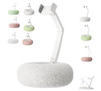 ToatlHeal Fuzzy Pillow Phone Holder with Snack Bowl, Cozy Pillow Stand Phone Holder for Bed with Small Bowl, Compatible Adjustable 360° Rotating Cell PhoneHolder for Bed, Lap, Desk (White,Style A)