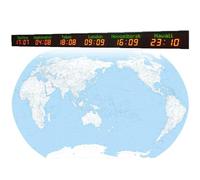 ToayNia Horloge Murale à fuseaux horaires mondiaux, Horloge Mondiale numérique à LED entièrement en Aluminium, Horloge Mondiale à 3/4/5/6 Villes, pour aéroports/gares/métro 6