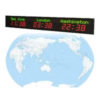 ToayNia Horloge Murale à fuseaux horaires mondiaux, Horloge Mondiale numérique à LED entièrement en Aluminium, Horloge Mondiale à 3/4/5/6 Villes, pour aéroports/gares/métro 3