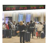 ToayNia Horloge Murale à fuseaux horaires mondiaux, Horloge numérique à LED, Horloge Mondiale à 3/4/5/6 Villes, 5 Niveaux de réglage de la luminosité, pour Station de métro/Train 4