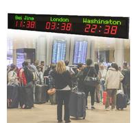 ToayNia Horloge Murale à fuseaux horaires mondiaux, Horloge numérique à LED, Horloge Mondiale à 3/4/5/6 Villes, 5 Niveaux de réglage de la luminosité, pour Station de métro/Train 3