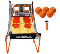 ToayNia Jeu D'arcade De Basket-Ball De Notation Électronique Pliable, Machine De Tir De Basket-Ball Double, Support De Cerceau Portable À Double Tir, avec Tableau De Bord B
