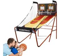 ToayNia Jeu D'arcade De Basket-Ball Pliable, Machine De Tir De Basket-Ball Double, Machine De Tir De Score Électronique, avec 5 Ballons De Basket N° 3 B