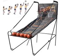 ToayNia Machine De Tir De Basket-Ball Double Intérieure/Extérieure, Jeu D'arcade De Basket-Ball Pliable, avec Score Électronique/5 Ballons De Basket N° 3, Mouvement Pratique A