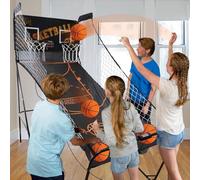 ToayNia Machine De Tir De Score Électronique, Jeu D'arcade De Basket-Ball Pliable, Machine De Tir De Basket-Ball Double, avec 5 Ballons De Basket N° 3, Pliable, pour Un Rangement Facile A