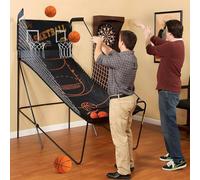 ToayNia pour Tous Les Amateurs De Basket-Ball, Machine De Tir De Basket-Ball Double, Jeu D'arcade De Basket-Ball Pliable, Machine De Tir De Score Électronique, avec 5 Ballons De Basket N° 3 A
