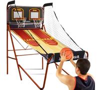ToayNia pour Tous Les Amateurs De Basket-Ball, Machine De Tir De Basket-Ball Double, Jeu D'arcade De Basket-Ball Pliable, Machine De Tir De Score Électronique, avec 5 Ballons De Basket N° 3 B