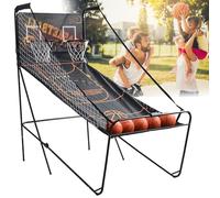 ToayNia Support De Machine De Tir De Basket-Ball Pliable Double pour La Maison, Machine De Tir De Basket-Ball À Double Notation Électronique, pour Tous Les Amateurs De Sport A