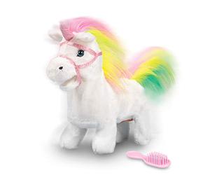 Tobar - 35406 - Peluche animée Licorne avec crinière arc en ciel à promener, Collection Animigos