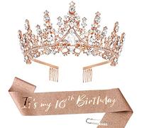 TOBATOBA Décorations de 18e anniversaire pour filles, écharpe et diadème pour filles, couronne d'anniversaire pour filles, cadeaux d'anniversaire pour filles, fournitures de fête d'anniversaire pour