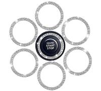 Tobatoba Lot de 6 Strass de voiture Décorations Bling Bague Emblème Autocollant Décor de voiture Démarrage du moteur Stop Accessoires pour homme et femme, 6 pièces