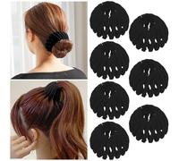 TOBATOBA Lot de 7 pinces à cheveux magiques en forme de nid d'oiseau paresseux - Pour queue de cheval - Accessoires pour cheveux en velours - Noir