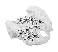 TOBBOMEY 1 Ensemble De Toiles D'araignées d'halloween avec Fausses Araignées Effrayantes, Décorations en Toile D'araignée Blanche pour Maisons Hantées, Fournitures De Fête De