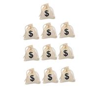 TOBBOMEY 10 pièces Lot à Cordon Toile avec Motif Lettre Pochettes Cadeaux Petites pour Fête Rangement Bonbons et Biscuits Décoration Anniversaire et Usage Quotidien