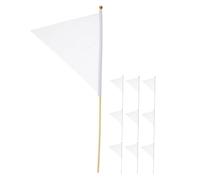 TOBBOMEY 10 pièces Lot de Drapeaux de Marquage Triangulaires Durables pour Pelouse Jardin Chantier Irrigation avec Piquets Blancs pour Repérage et Signalisation Extérieure