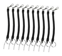 TOBBOMEY 10 Pièces Porte Clés à Ressort Spirale Rétractable Corde Élastique pour Activités Extérieures Lot Noir