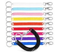 TOBBOMEY 10 Pièces Porte-clés Ressort Spirale Extensible Lot de Cordon Rétractable Haute Élasticité pour Clés Badges et Accessoires Anneau Métal avec Pratique pour et Trousseau